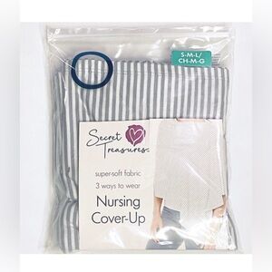 Secret Treasures Nursing Cover-up  S M L  Gray Stripes Soft Knit Breastfeeding